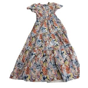 pilcro ruffled smocked waist button front midi dress Pilcro Ruffled Smocked-Waist Button-Front Midi Dress